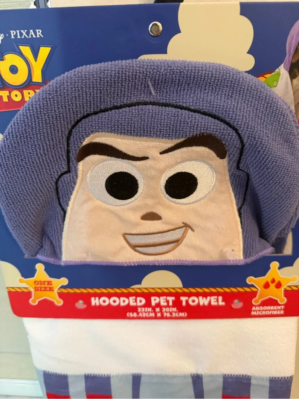Disney Toy Story Buzz Hooded Pet Towel - Purple & White